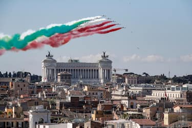 Italian Air Forces aerobatic demonstration team, the "Frecce Tricolori", as they fly duringe the Italy's Republic Day (Festa della Repubblica) in Rome, Italy, 02 June 2020. The anniversary marks the founding of the Italian Republic in 1946.?
ANSA/GIUSEPPE LAMI