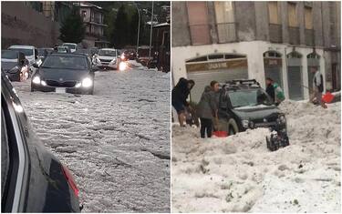 Grandinata record in Val Seriana, allagamenti e strade chiuse. FOTO