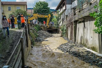 Damages caused by bad weather in San Mauro Torinese, near Turin, northern Italy, 09 June 2020. The heavy rains caused a ridge of the nearby mountain to collapse, which then fell into the Sant'Anna stream causing flooding. ANSA/TINO ROMANO