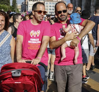 Partecipants attend a gay pride parade as part of ''Roma Pride 2018'', Rome 9 june 2018. ANSA/FABIO FRUSTACI.