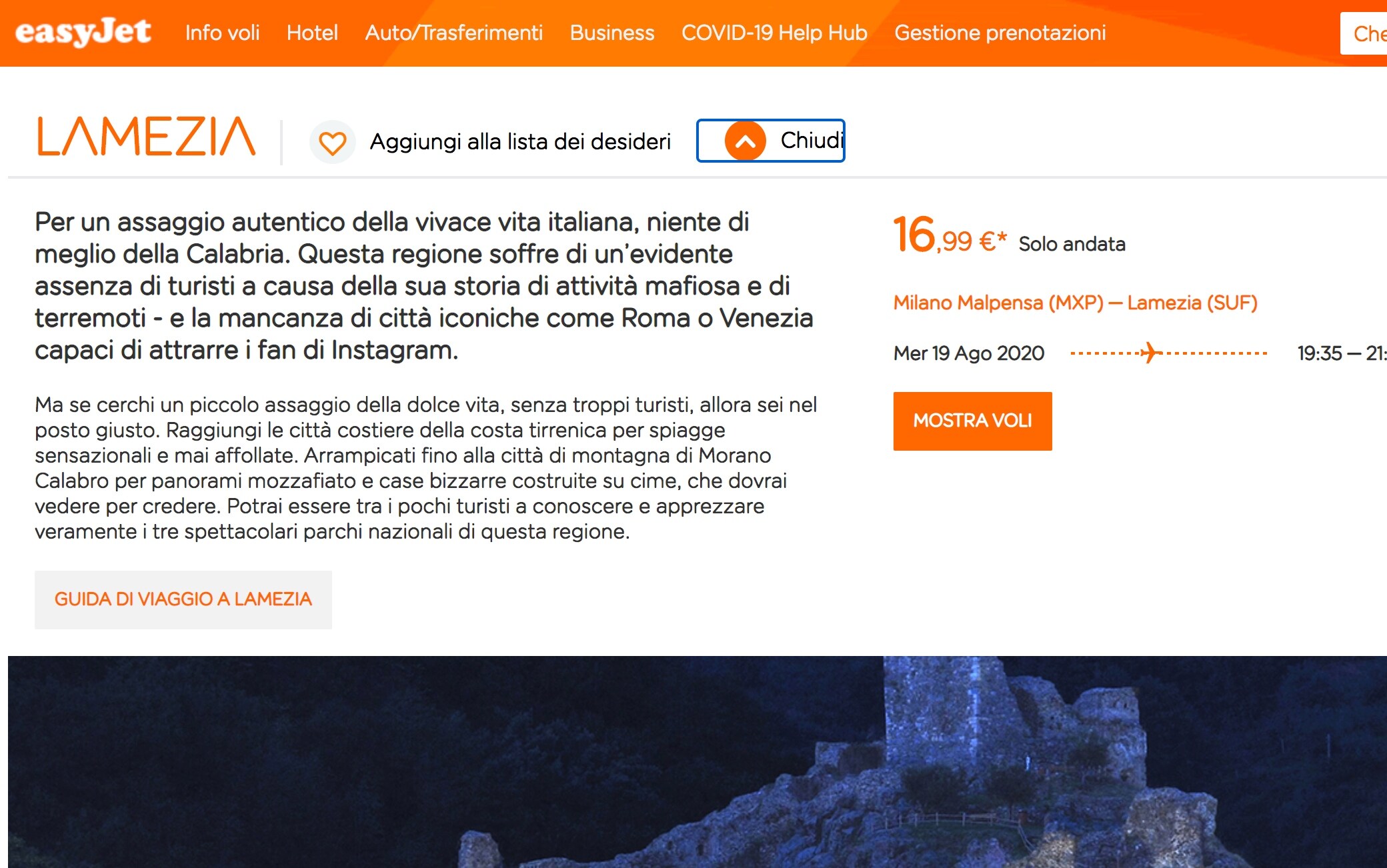 Le frasi sul sito di EasyJet che hanno provocato le polemiche Calabria, EasyJet