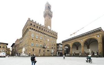 FLORENCE, ITALY - MAY 13:  A near deserted Piazza della Signoria empty of tourists  on May 13, 2020 in Florence, Italy. (Photo by Roberto Serra - Iguana Press/Getty Images)