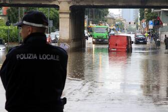 Cars stuck in underpasses in Milan, Italy, following the heavy rains that battered the city in the early morning hours, c?ausing the Seveso and the Lambro rivers to overflow, 24 July 2020. ANSA / PAOLO SALMOIRAGO