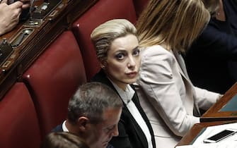 La deputata di Forza Italia Marta Antonia Fascina durante la discussione in Aula del disegno di legge sull'Autorità di regolazione per energia reti e ambiente (ARERA), Camera dei Deputati, Roma, 7 maggio 2018. ANSA/RICCARDO ANTIMIANI