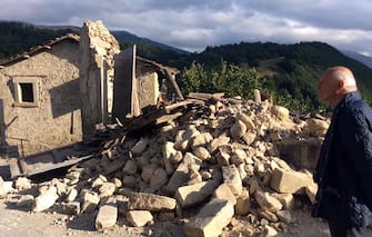 Danni provocati del forte terremoto che ha colpito Accumoli (Rieti), 24 agosto 2016.
ANSA/ALBERTO ORSINI
