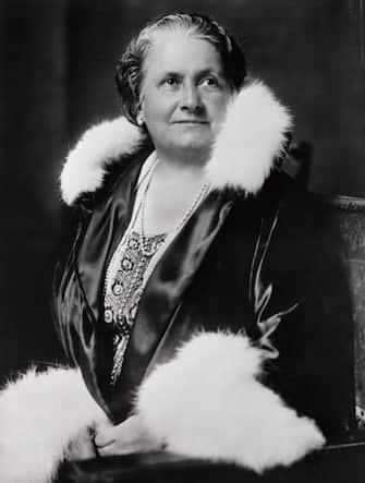 (Original Caption) World-Famed Educator Who is Advisor to Italian Schools. Rome, Italy: Dr. Maria Montessori, whose famous "Montessori Method" of child education has become world-famous and who was recalled from abroad by Premier Mussolini in order that she might introduce her methods in the schools of Italy. Dr. Montessori's school for teachers, consisting of 150 students coming from 21 nations, recently was presented to the Duce, the spokesman for the foreign students being Mrs. Thomas Morgan, American resident of Rome.