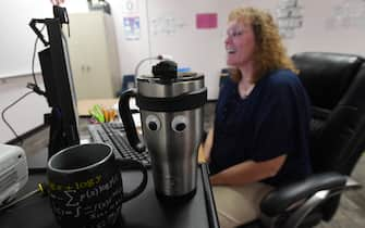 LAS VEGAS, NEVADA - AUGUST 24:  Dana Dyer teaches an online seventh grade algebra class from her empty classroom at Walter Johnson Junior High School on the first day of distance learning for the Clark County School District amid the spread of the coronavirus (COVID-19) on August 24, 2020 in Las Vegas, Nevada. CCSD, the fifth-largest school district in the United States with more than 315,000 students, decided to start the school year with a full-time distance education instructional model as part of its Reopening Our Schools Plan due to health and safety concerns over the pandemic.  (Photo by Ethan Miller/Getty Images)