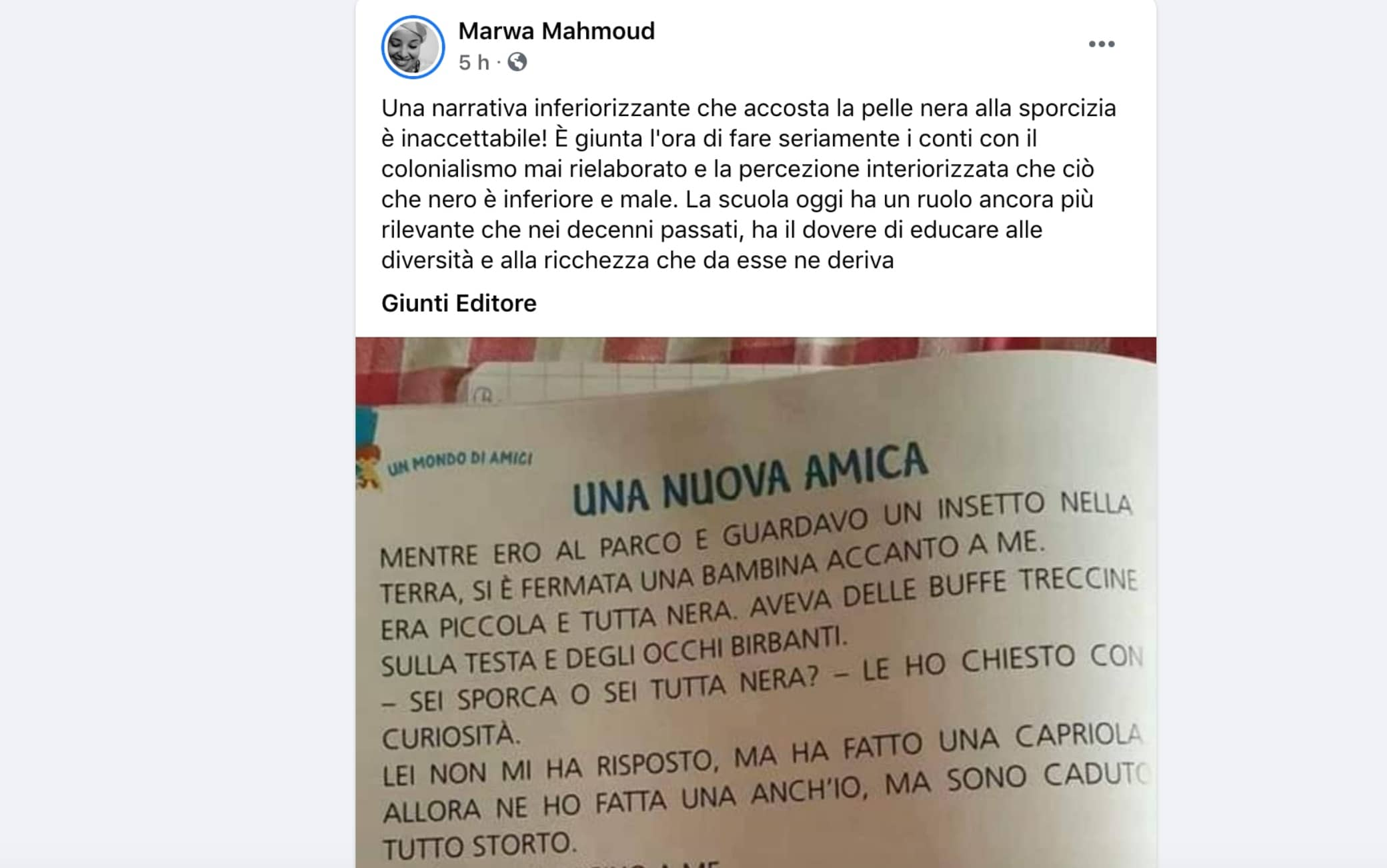 Scuola Polemica Sulla Frase Di Un Libro Per Le Elementari Sei Sporca O Nera