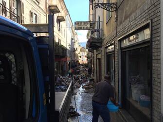 I danni causati dal maltempo a Garessio, 03 ottobre 2020.
ANSA