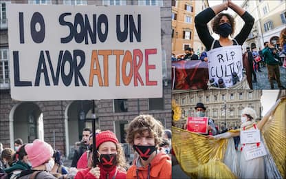 Covid, le proteste dei lavoratori del mondo dello spettacolo in Italia