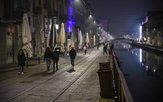 Navigli area in Milan, Italy,  during the second wave of the Covid-19 coronavirus epidemic, November 14, 2020. Lombardy is in the red zone with the highest level of restrictions. ANSA / MATTEO CORNER