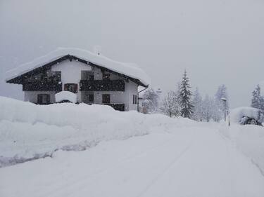 The heavy snowfall in Falcade, in the Belluno Dolomites, where the white blanket exceeds one and a half metres in height, Falcade, near Belluno, Veneto Region, Italy, 02 January 2021. ANSA/SERENA SCARDANZAN