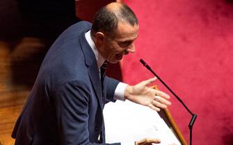 capogruppo Lega al Senato L'intervento del capogruppo della Lega, Massimiliano Romeo, alla ripresa dei lavori al Senato, Roma, 7 ottobre 2020. MAURIZIO BRAMBATTI/ANSA