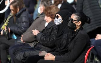 Zakia Seddiki, the widow of Luca Attanasio, during the funeral service, in Limbiate, northern Italy, 27 February 2021. Italy's Ambassador to the Democratic Republic of Congo Luca Attanasio and Carabiniere police officer Vittorio Iacovacci were killed on 22 February while travelling from Goma to Rutshuru in the east of the African country where they were planning to visit a UN World Food Programme (WFP) school feeding programme.
ANSA/ MATTEO BAZZI