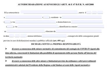 Pasquetta in zona rossa, l'autocertificazione per spostarsi