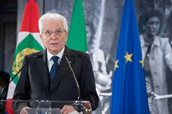 This handout photo provided by the Quirinal Press Office shows Italian President Sergio Mattarella during a ceremony held at the Quirinal Palace  on the occasion of the 76th anniversary of Liberation Day, in Rome, Italy, 25 April 2021. Festa della Liberazione (Liberation Day) is a nationwide public holiday in Italy that is annually celebrated on 25 April. The day remembers Italian Partisans who fought against the Nazis and Mussolini's troops during World War II and honors those who served in the Italian Resistance. ANSA/ QUIRINAL PRESS OFFICE/ FRANCESCO AMMENDOLA +++ ANSA PROVIDES ACCESS TO THIS HANDOUT PHOTO TO BE USED SOLELY TO ILLUSTRATE NEWS REPORTING OR COMMENTARY ON THE FACTS OR EVENTS DEPICTED IN THIS IMAGE; NO ARCHIVING; NO LICENSING +++
