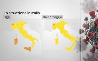 I colori delle Regioni dal 17 maggio La cartina del colore delle Regioni a partire dal 17 maggio
