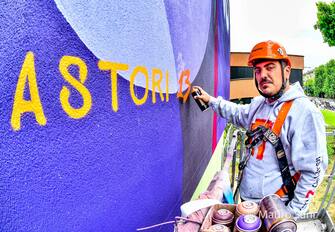 Inaugurazione del murale dedicato a Davide Astori realizzato dall'artista Giulio Rosk, Firenze, 24 maggio 2021. ANSA/UFFICIO STAMPA ++++ NO SALES, EDITORIAL USE ONLY +++