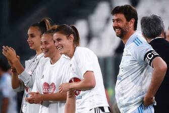 Juventus FC President Andrea Agnelli (R) attends the charity football match between the "Nazionale Cantanti" (Singers national team) and "Campioni per la Ricerca" (Research champions) on May 25, 2021, at the Allianz Stadium, in Turin. (Photo by Marco Bertorello / AFP) (Photo by MARCO BERTORELLO/AFP via Getty Images)