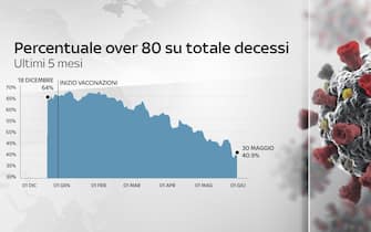 percentuale over 80 su totale decessi in italia