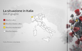 Cartina Italia con possibili colori dal 21 giugno