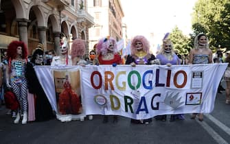 Manifestazione "Roma Pride 2021" 
Roma, 26 giugno 2021.   
ANSA/FABIO CIMAGLIA


