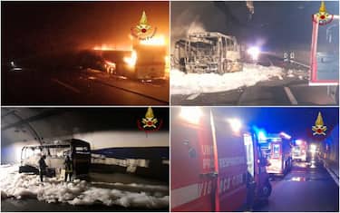 Autobus in fiamme Lecco