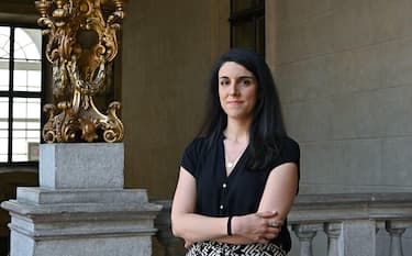 Valentina Sganga, candidata sindaco di Torino del Movimento cinque stelle, presso palazzo civico, Torino, 19 luglio 2021. ANSA/ ALESSANDRO DI MARCO