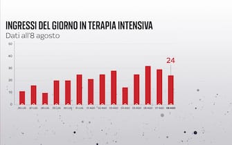 Ingressi del giorno in terapia intensiva in Italia, dati dell'8 agosto 2021