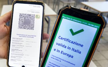 The Green Pass vaccine passport is seen inside the Giulio Cesare high school in Rome, Italy, 26 August 2021. There has been a sharp rise in the number of teachers and other school staff who have been vaccinated against COVID-19, Italian Education Minister Patrizio Bianchi said Thursday. "There has been a strong increase in the vaccinated in these days among school staff," Bianchi said, adding that the vaccinated, with their Green Pass vaccine passports, would be allowed to teach while the unvaccinated would be suspended.
ANSA/ MASSIMO PERCOSSI