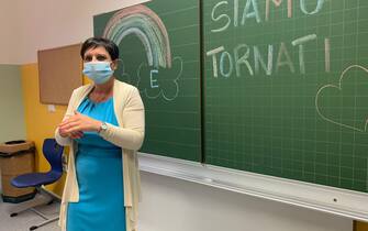 Una classe in una scuola italiana L'anno scolastico post Covid è stato inaugurato nelle scuole dell'Alto Adigea Bolzano, 7 settembre 2020.
ANSA/STEfAN WALLISH