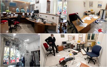 Cgil, le foto dei danni all’interno della sede di Roma dopo l’assalto
