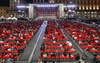 Concerto per Milano in Piazza Del Duomo  , orchestra filarmonica della Scala diretta da Riccardo Chailly, Milano, 12 Settembre 2021,  ANSA/Andrea Fasani