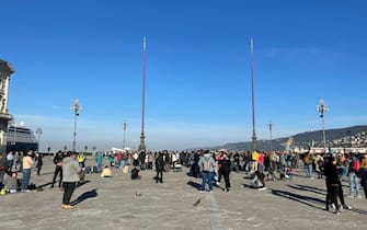 La manifestazione no green pass in piazza Unità d'Italia, a Trieste