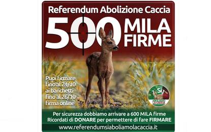 Referendum per l'abolizione della caccia: raccolte 500 mila firme