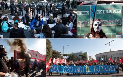 G20 a Roma, corteo contro summit. Sgomberato sit-in di protesta. FOTO