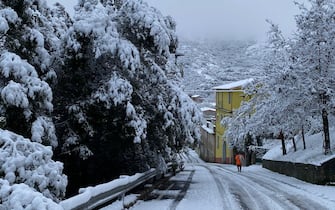 Le strade coperte dalla neve a Esterzili, 29 novembra 2021.
ANSAPer gentile concessione di  EDITORIAL USE ONLY NO SALES
