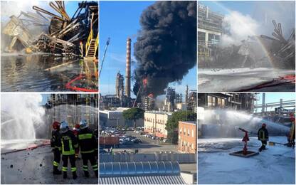 Livorno, esplosione e incendio in raffineria: spente le fiamme. FOTO