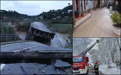 Maltempo: crolla ponte nel Trapanese, neve al Centro e al Sud. FOTO