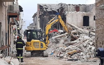 Rescue teams  at the scene of a blast caused by a gas leak in Ravanusa, Sicily, Italy, 12 December 2021. Firefighters found a fourth body in the rubble of the collapsed buildings in Ravanusa. It could be a woman. Previously, the bodies of two women and a man were recovered; two survivors rescued, five people are still missing.ANSA/ Matteo Guidelli