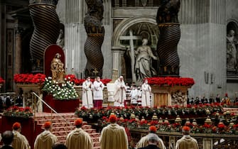 Pope Francis leads the Christmas Holy Mass in Saint Peter's Basilica at the Vatican, 24 December 2021.ANSA/FABIO FRUSTACI