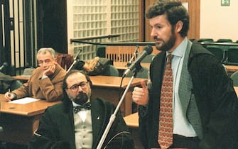 L'ex ministro Francesco De Lorenzo (s) ascolta la requisitoria in un processo a suo carico nel 1997