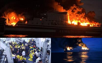 Incendio su traghetto diretto a Brindisi, le immagini del rogo. FOTO