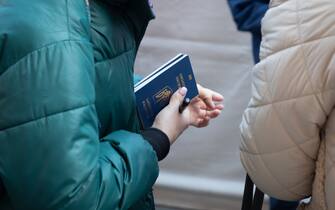 BOLOGNA, ITALY - MARCH 11: Ukrainian holds their passport on March 11, 2022 in Bologna, Italy. (Photo by Max Cavallari/Getty Images)