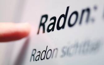 28 January 2020, Baden-Wuerttemberg, Karlsruhe: At the Karlsruhe Institute of Technology (KIT) the word radon can be read on a poster. (to dpa: "Radon - The underestimated danger from the ground") Photo: Uli Deck/dpa (Photo by Uli Deck/picture alliance via Getty Images)