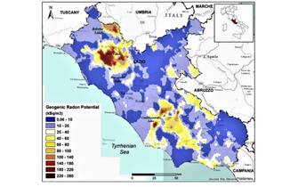 mappa potenziale geogenico di radon della regione Lazio