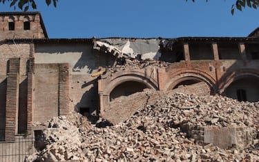The Castle of Finale Emilia is seen partially destroyed after the devastating earthquake hit.