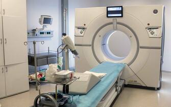 A magnetic resonance imaging (MRI) scanner machine sits in a room at the Vinmec Times City International Hospital, operated by Vinmec International General Hospital JSC, in Hanoi, Vietnam, on Thursday, Dec. 5, 2019. The Vingroup umbrella covers dozens of businesses that touch Vietnamese from childhood through senescence. Vingroup units have a combined market value of about $28 billion, or about 16% of the total value of the Vietnam's publicly traded companies. Photographer: Yen Duong/Bloomberg