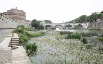 View of Tiber river in Rome during drought (Photo by Matteo Nardone / Pacific Press/Sipa USA)
