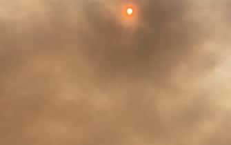 Il fumo dell  incendio sul Carso, 20 luglio 2022. ANSA/ FEDERICO MINIUSSI